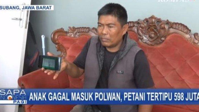 Carlim Sumarlin (56), petani yang mengaku telah menyerahkan uang ratusan juta kepada oknum polisi yang berjanji dapat meloloskan sang anak untuk menjadi anggota Polri.