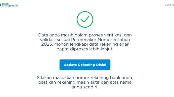 CEK PENERIMA BSU - Tampilan notifikasi yang muncul di laman bsu.bpjsketenagakerjaan.go.id saat melakukan pengecekan status penerima di BSU 2025.