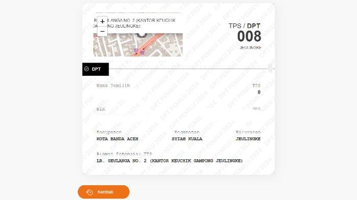 Contoh pengecekan melalui smartphone (HP) di situs cekdptonline.kpu.go.id
