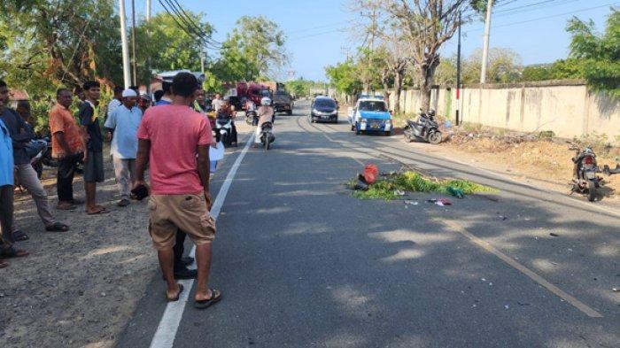 Ini lokasi seorang pemotor tak dikenal meninggal dunia setelah tertabrak dumptruck di Jalan Laksamana Malahayati kawasan Gampong Lamnga, Kecamatan Mesjid Raya, Aceh Besar, Kamis (21/3/2024) pukul 16.00 WIB.