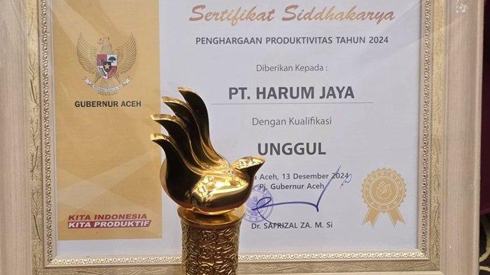 PT Harum Jaya BUJK Swasta Satu-satunya di Aceh Raih Penghargaan Siddhakarya TA 2024