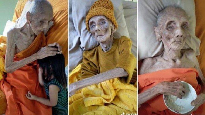 Luang Pho Yai, biksu viral dari Thailand berusia 109 tahun. (TikTok)