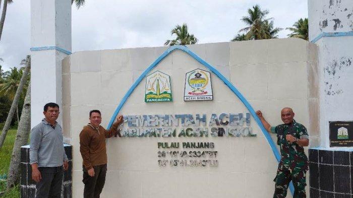 Monumen milik Pemerintah Aceh di Pulau Panjang, Kecamatan Singkil Utara, Aceh Singkil, yang diklaim Sumatera Utara, Sabtu (9/9/2023).