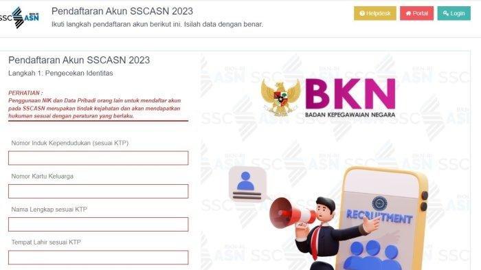 Pendaftaran Akun SSCASN CPNS dan PPPK 2023 (Laman sscasn.bkn.go.id)