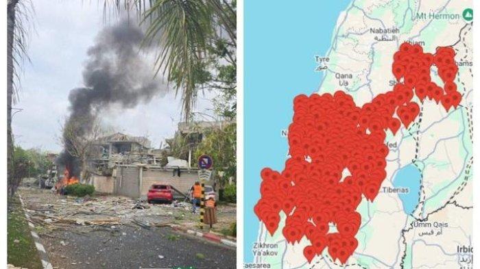 IRAN MEMBALAS - Puluhan rudal ditembakkan Iran ke Israel, Minggu (22/6/2025). Serangan ini sebagai respons atas tindakan Amerika menyerang fasilitas nuklir Iran.