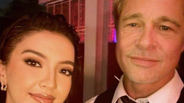 Raline Shahmemamerkan foto selfienya bersama Brad Pitt.