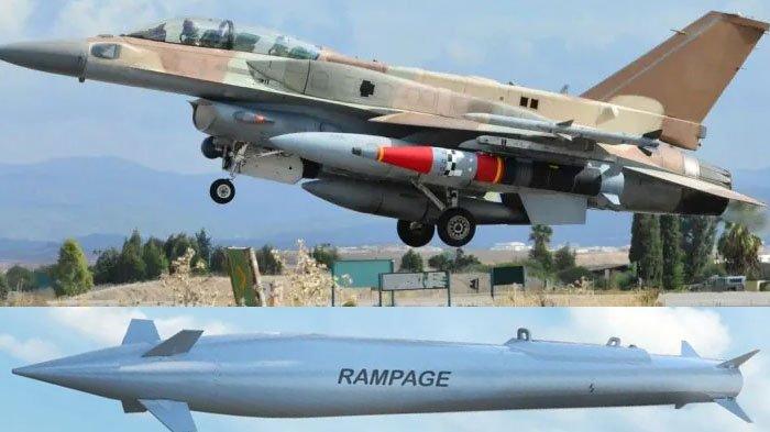 Sebuah jet yang membawa rudal jelajah Rocks yang kuat. Insert: Rudal Rampage