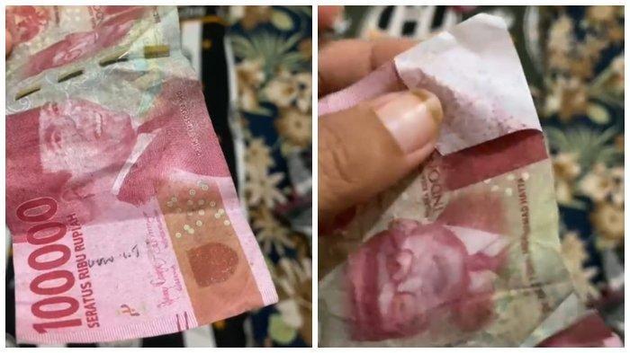Viral di media sosial warga Palopo temukan uang palsu pecahan Rp 100 ribu.