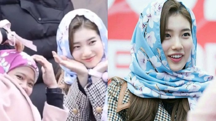 Artis Korea, Bae Suzy (kanan) dan fans dari Indonesia, Ryu.