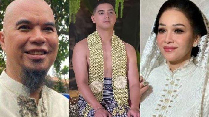 Ahmad Dhani dan sang mantan istri, Maia Estianty di prosesi siraman Al Ghazali.