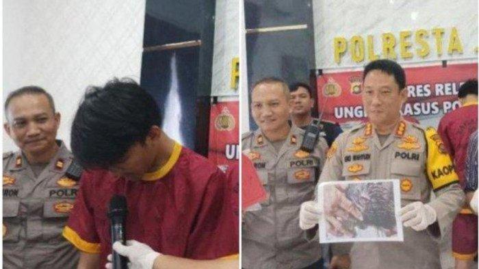 Polresta Jambi merilis kasus pembunuhan yang dilakukan kakak beradik di sebuah kamar indekos, kawasan Jalan Gadah Mada, Payo Lebar, Jelutung, Kota Jambi, Kamis (20/07/2023).