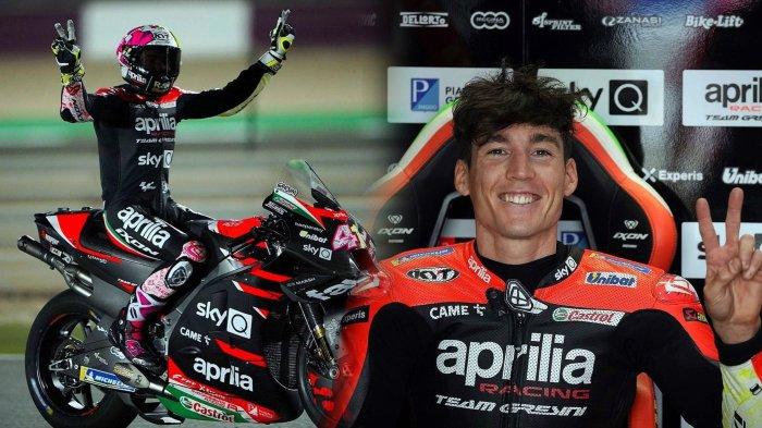 Foto Ilustrasi - Pembalap Aprilia Gresini, Aleix Espargaro lakukan pose usai balapan