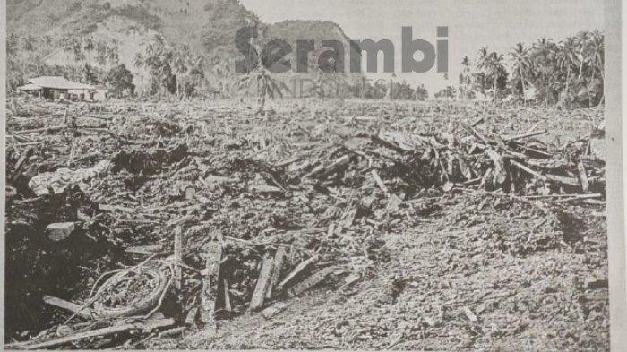 Rata - Beginilah kondisi salah satu sudut Kecamatan Peukan Bada, Aceh Besar pasca-bencana. Gle Gurah (lokasi pengambilan bahan galian C yang sebelumnya terhalang pemukiman, terlihat jelasdari berbagai sudut.