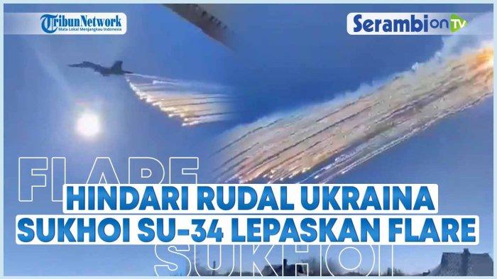 Sukhoi SU-34 Rusia Lepaskan Flare di Donetsk