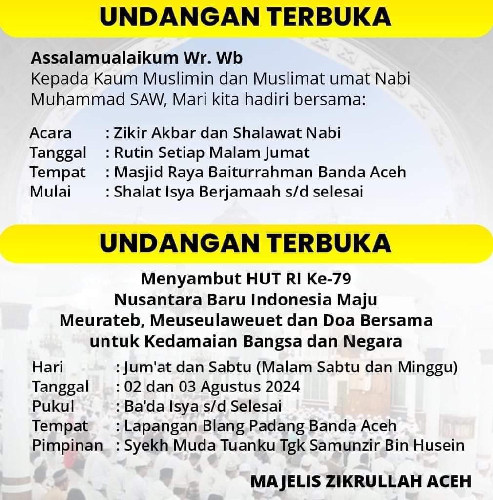 Jadwal dan lokasi zikir kebangsaan HUT RI Ke-79