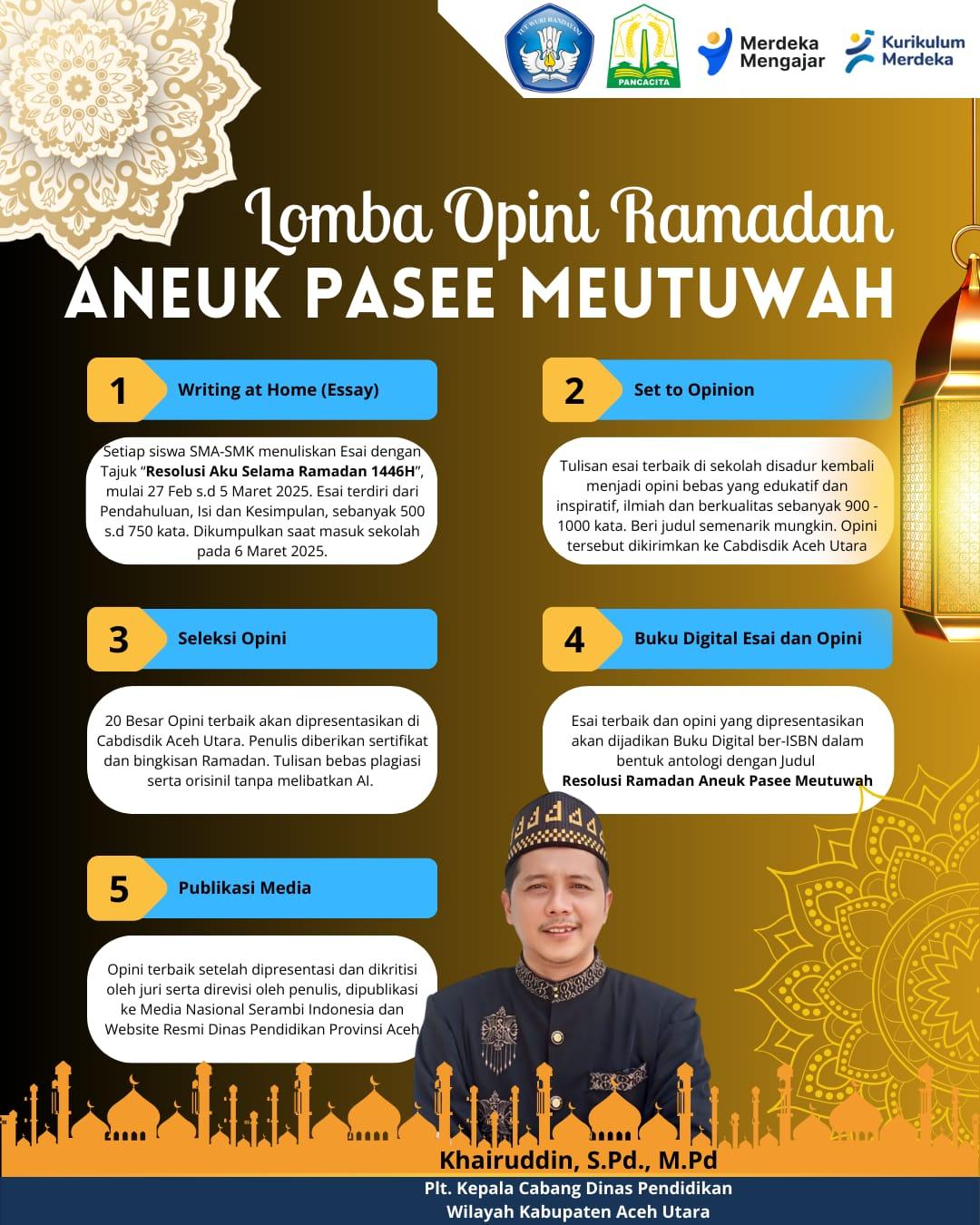 Tampilan jurnal digital selama Ramadhan 1446 Hijriah untuk siswa SMA dan SMK yang dirilis Kepala Cabang Dinas Pendidikan Wilayah Aceh Utara, Khairuddin MPd.