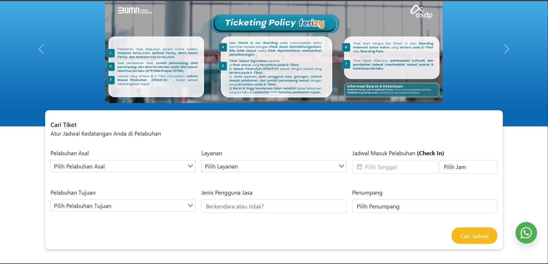 Tata Cara Pembelian Tiket Ferry Online melalui Website trip.ferizy.com