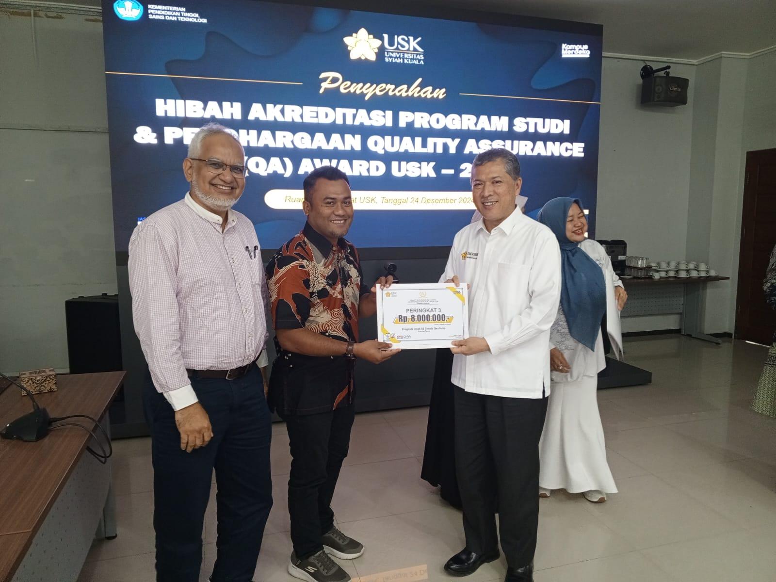Teknik Geofisika Mendapatkan QA (Quality Assurance) Award