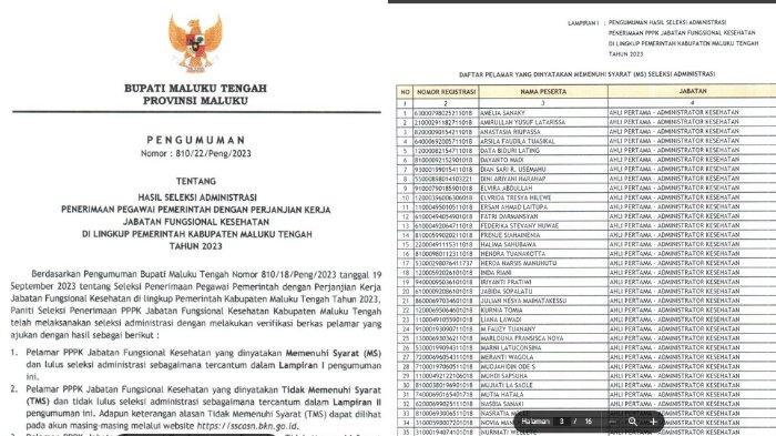 CEK Nama Kamu! Ini Link PDF Daftar Pelamar yang Lolos Berkas di Pemerintah Kabupaten Maluku Tengah