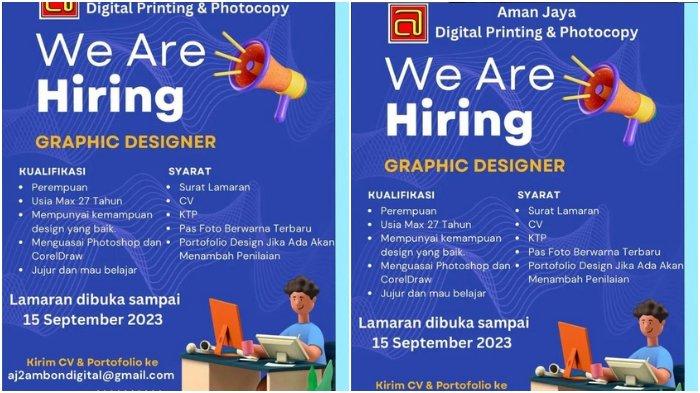 Info Loker Ambon! Aman Jaya Digital Printing dan Photocopy Butuh Grapchic Designer, Ini Syaratnya!