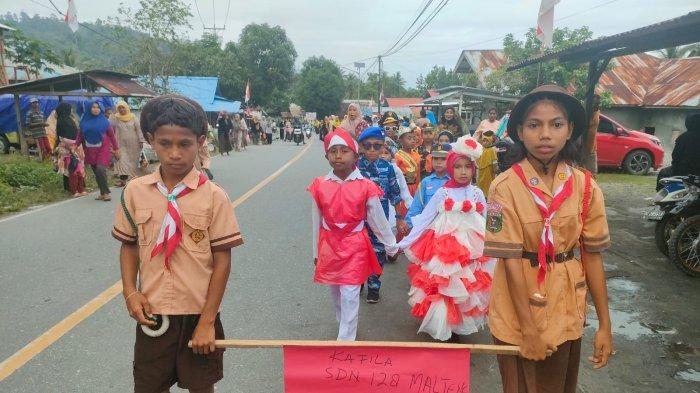 Karnaval seni dan Budaya Menyong HUT RI ke 79 di Desa Sepa Kecamatan Amahai Maluku Tengah, Rabu (14/8/2024).