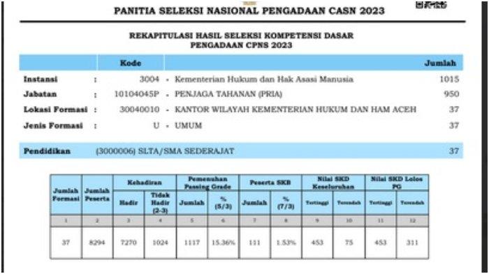 Link PDF Hasil SKD CPNS 2023 KEMENKUMHAM