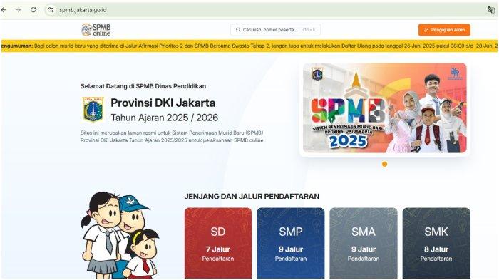 Pendaftaran SPMB Jakarta 2025 Jalur Afirmasi Prioritas Kedua dibuka mulai hari ini, Senin (23/6/2025) bagi jenjang SD, SMP, SMA, dan SMK.