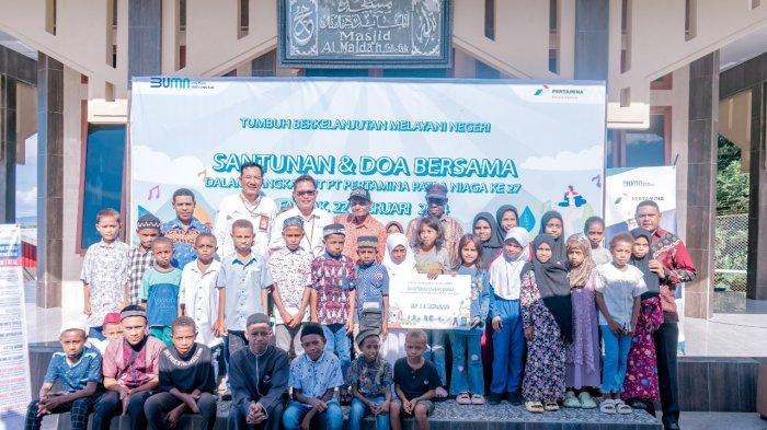 Sebagai wujud syukur dalam menyambut HUT Ke-27, melalui Pertamina Patra Niaga Regional Papua Maluku memberikan santunan kepada 130 anak yatim dan dhuafa yang tersebar di seluruh wilayah operasional, Kamis (22/2/2024)