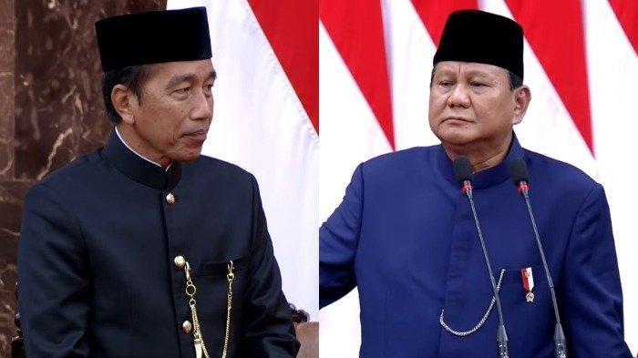 Presiden kedelapan RI, Prabowo Subianto, menyampaikan terima kasih kepada para pendahulunya saat berpidato setelah pelantikan, Minggu (20/10/2024).