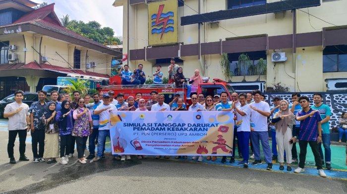 PLN UIW MMU melalui UP3 Ambon menggelar simulasi kegiatan pencegahan bahaya kebakaran, Jumat (17/1/2025).