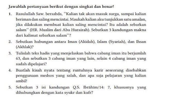 Soal PAI Kelas 11 Halaman 62
