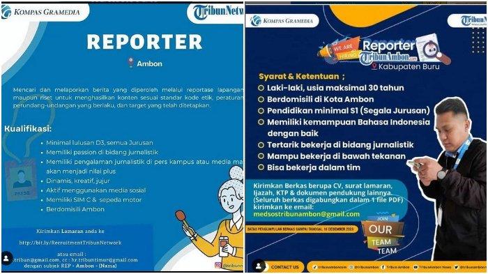 lowongan kerja Reporter TribunAmbon.com