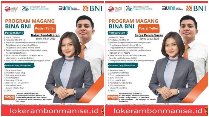 Lowongan Kerja Program MAGANG BINA BNI POSISI: TELLER