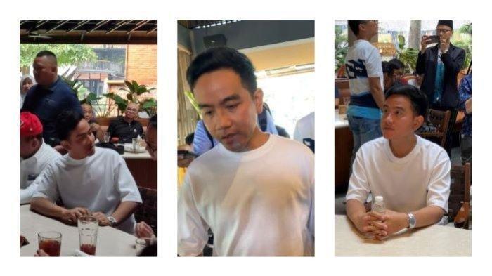 Arah dukungan Wali Kota Surakarta, Gibran Rakabuming Raka dalam pemilihan presiden (pilpres) masih menjadi tanda tanya. Putra Sulung Presiden Joko Widodo (Jokowi) itu pun menanggapi apakah mendukung Prabowo Subianto atau pun Ganjar Pranowo. Penegasan tersebut disampaikan saat Gibran mendatangi pertemuan silaturahim dan makan siang relawan Presiden Jokowi di Rumah Makan Telaga Sampireun Kramat Kwitang Jakarta pada Kamis (27/7/2023). Tribunnews.com/Igman Ibrahim