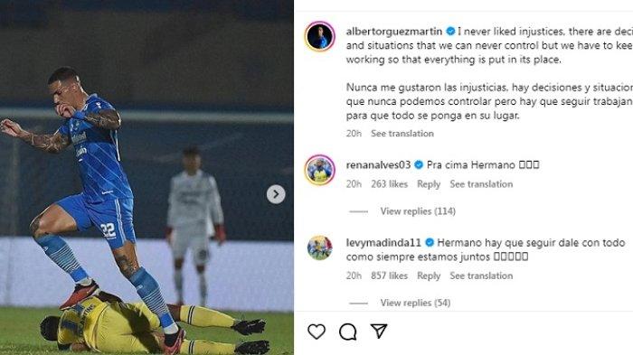 Bek Persib Bandung, Alberto Rodriguez mendapat kartu merah wasit di laga tandang kontra Barito Putera di Stadion Sultan Agung, Bantul, Jumat, 23 Februari 2024.