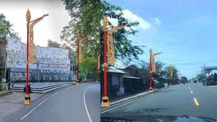 LPJU - Design LPJU (lampu penerangan jalan) dengan ornamen khas Klungkung yang akan dipasang di Ruas Jalan Raya Banjarangkan.