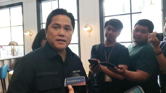 Ketua Umum PSSI, Erick Thohir saat memberi pernyataan kepada awak media di Hotel Shalva, Jakarta Pusat, Jumat (7/7/2023).