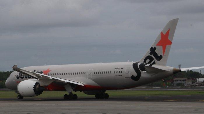 Ilustrasi foto doc pesawat Jetstar saat akan take off dari Bandara Internasional I Gusti Ngurah Rai Bali.