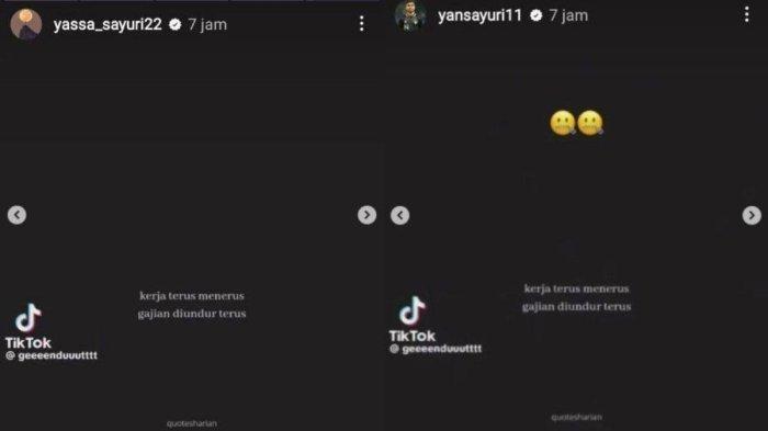 Instastory dua fullback PSM Makassar Yakob Sayuri (kiri) dan Yance Sayuri (kanan).