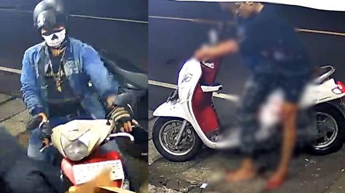 KOLASE FOTO - Tangkap layar terduga pelaku penusukan dan peristiwa penusukan di Jalan Nangka Denpasar Utara, Bali pada 13 Februari 2025 dini hari.
