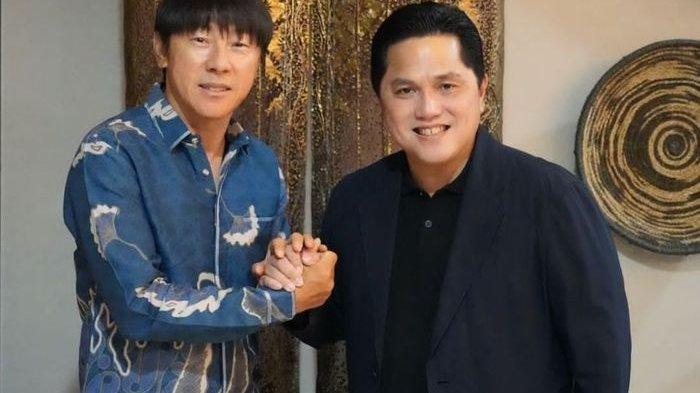 Ketua Umum PSSI, Erick Thohir, bertemu dengan pelatih timnas Indonesia, Shin Tae-yong