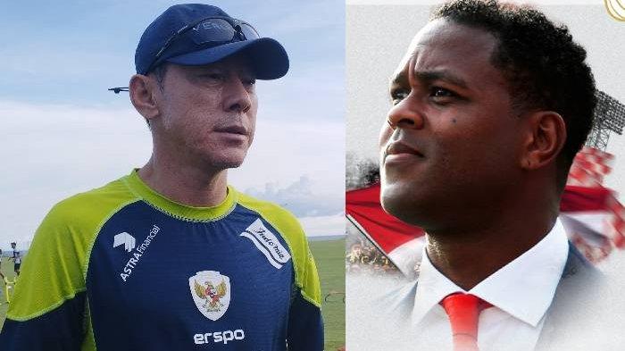 Kolase foto Shin Tae-yong dan Patrick Kluivert.