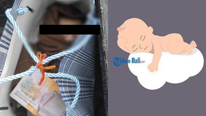 Kolase foto: Sosok mayat bayi yang ditemukan pada bak mobil pick up di Padangsambian Klod, Denpasar, Bali dan ilustrasi bayi.