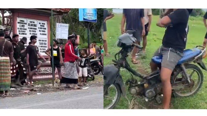 Kolase foto kejadian 2 orang ganggu ketertiban saat Hari Suci Nyepi di Jembrana Bali.