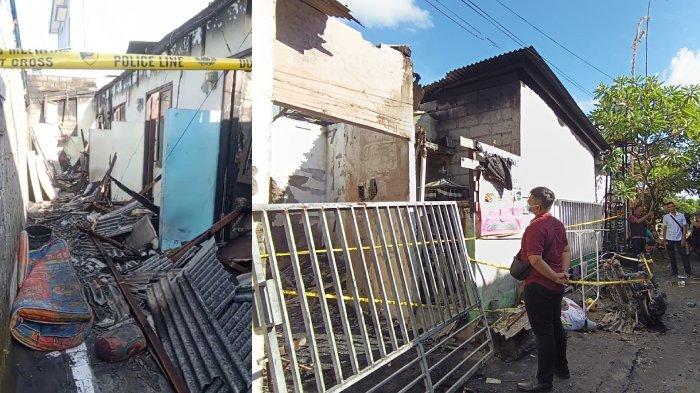 Kolase foto lokasi kebakaran di Gang Taman Sari 2C Blok I, Banjar Pembungan, Sesetan Denpasar, Bali pada 7 Mei 2024 pagi.