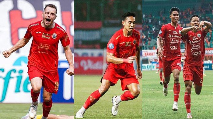 Kolase pemain Persija Jakarta, Maciej Gajos (paling kiri), Rizky Ridho, Rio Fahmi dan Muhammad Ferarri