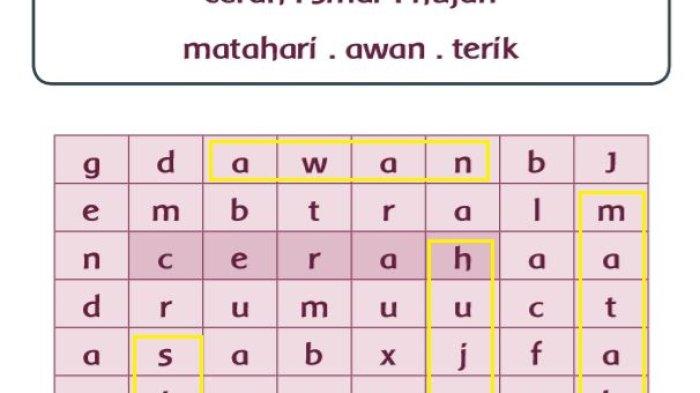 Kunci Jawaban Tema 5 Kelas 3 SD Subtema 1 Halaman 23 24 Pembelajaran 3: Temukan Kata Tentang Cuaca