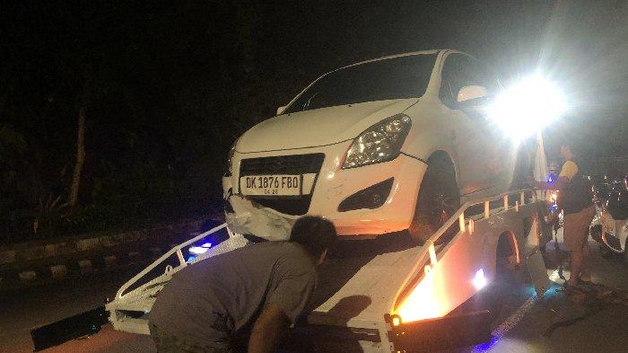 Mobil Splash yang mengalami kecelakaan lalu lintas di Taman Sri Wedari Tabanan, Bali, pada Minggu 23 Juli 2023 malam hari.