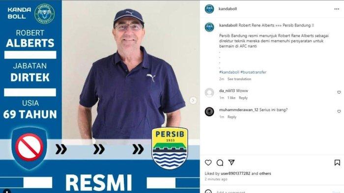 Robert Alberts kini resmi menjabat Direktur Teknik Persib Bandung, pada kompetisi AFC Champions League Two 2024-2025.