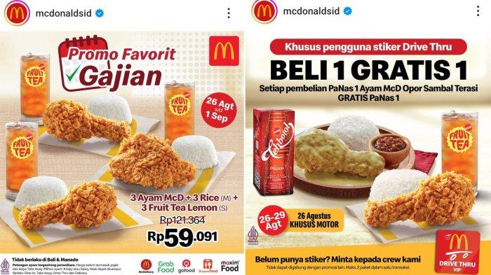 Promo Gajian McD 26 Agustus - 1 September 2024,  3 Ayam Goreng + 3 Rice + 3 Fruit Tea Rp 59 Ribuan
